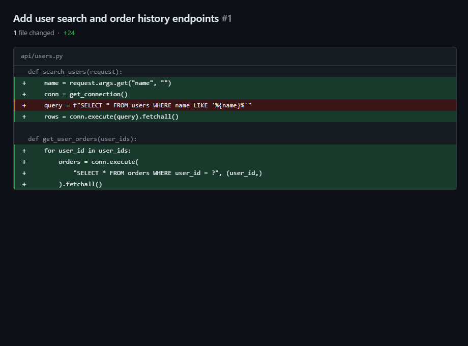 Animated demo of PR Sentinel posting a prioritized review on a pull request